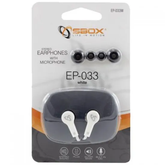 Ecouteurs+micro SBOX White EP-033W