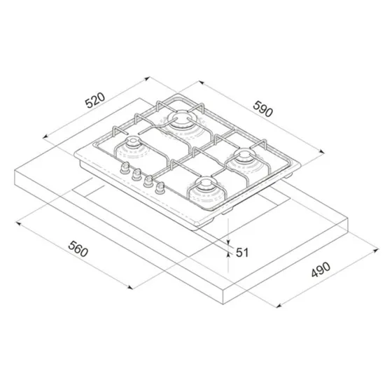 Plaque De Cuisson FOCUS F408X 4 Feux 60cm Inox