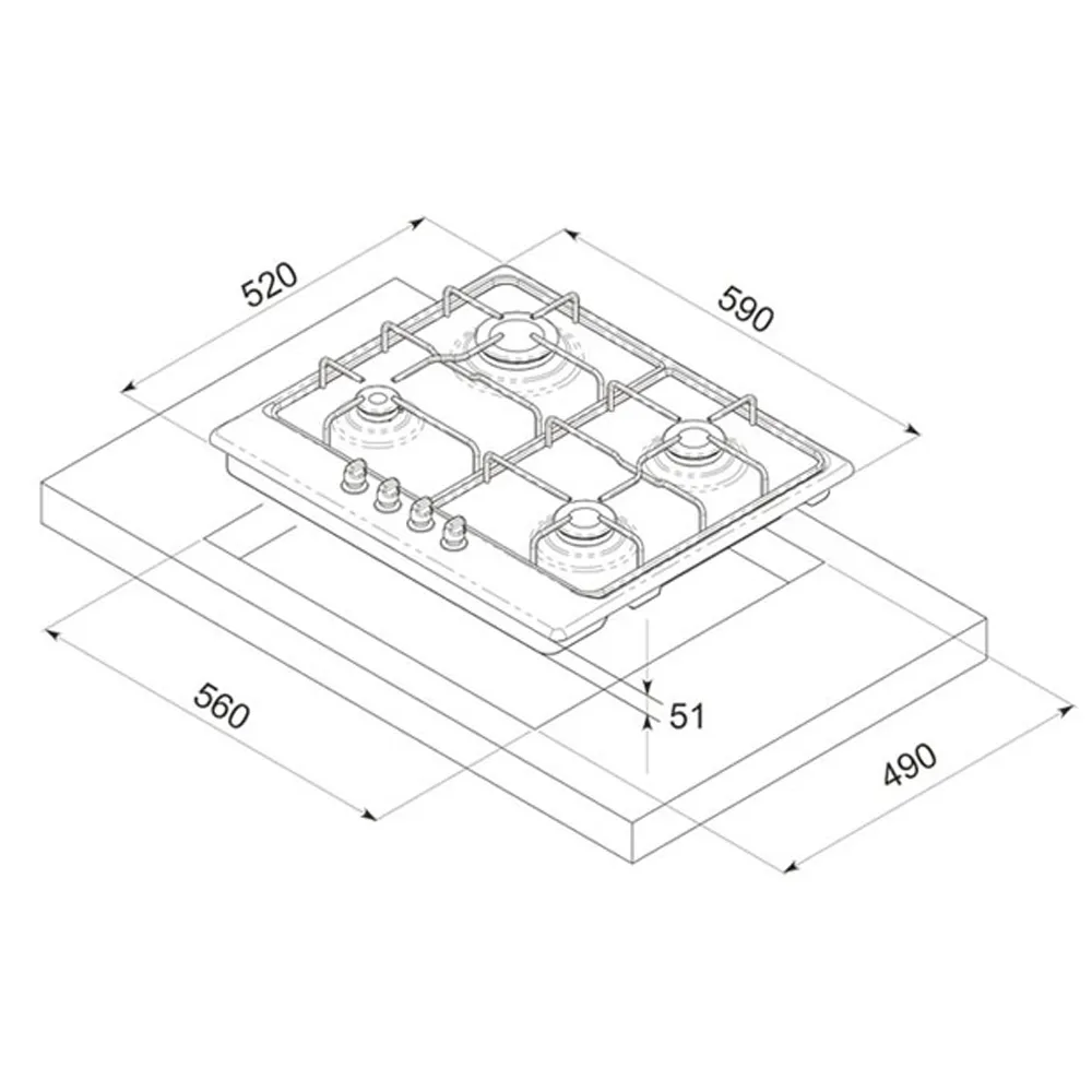 Plaque De Cuisson FOCUS F408X 4 Feux 60cm Inox