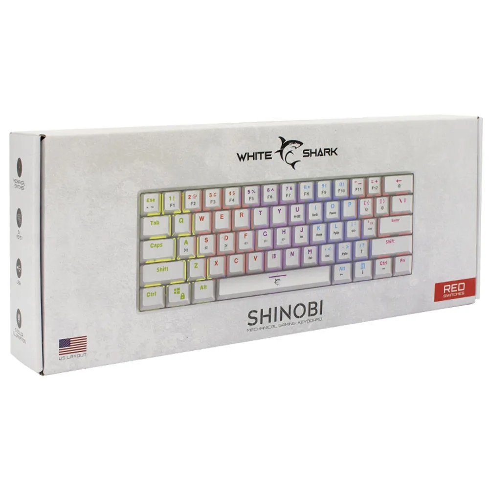 Clavier Gamer White Shark Red Switch Blanc