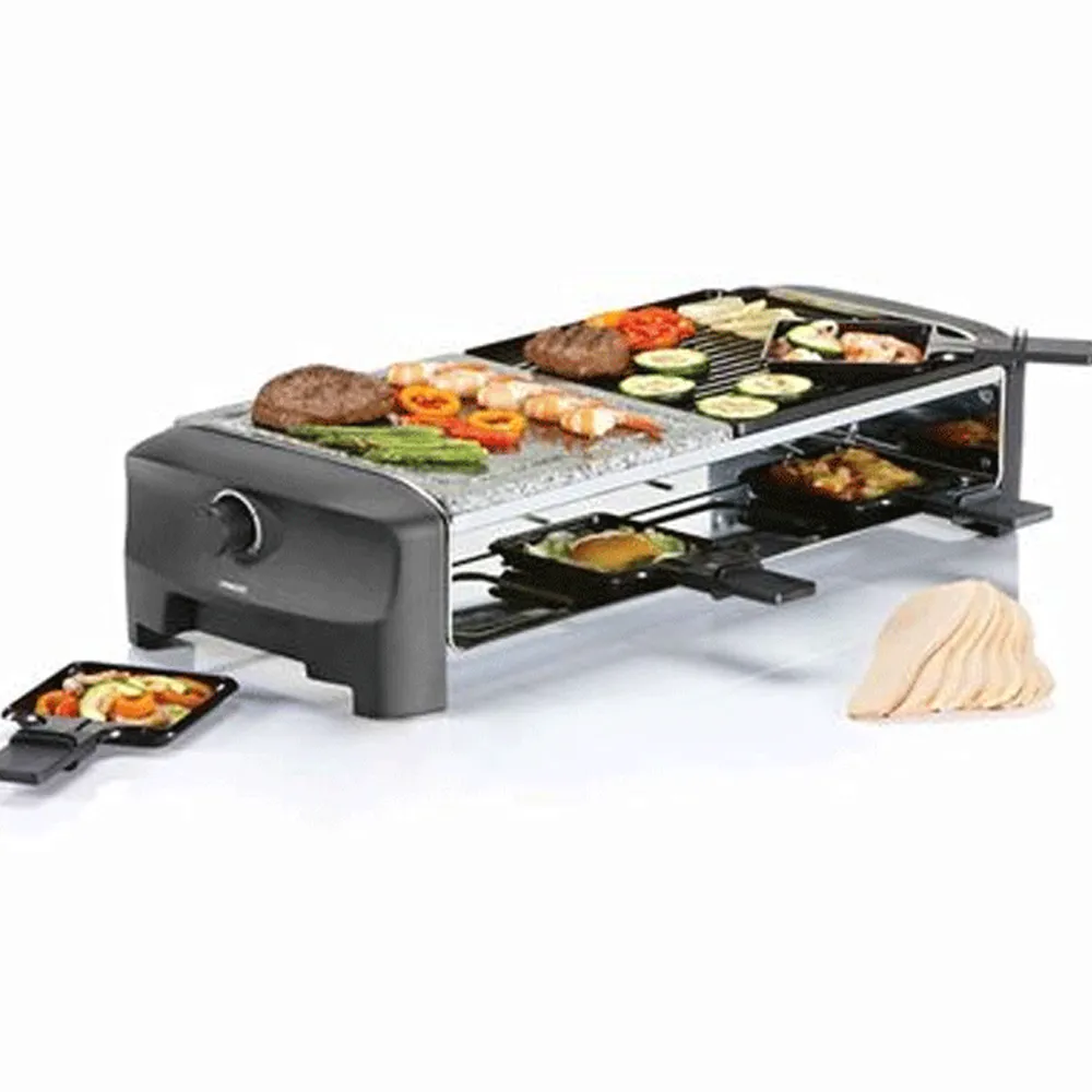 Gril à Raclette En Pierre Avec 8 Poêles 1300 W PRINCESS