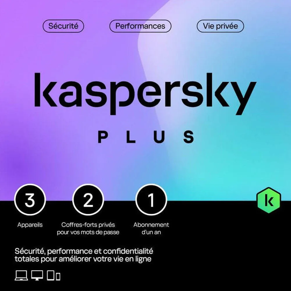 Antivirus KASPERSKY Plus 3 Postes Equivalent Total 1an