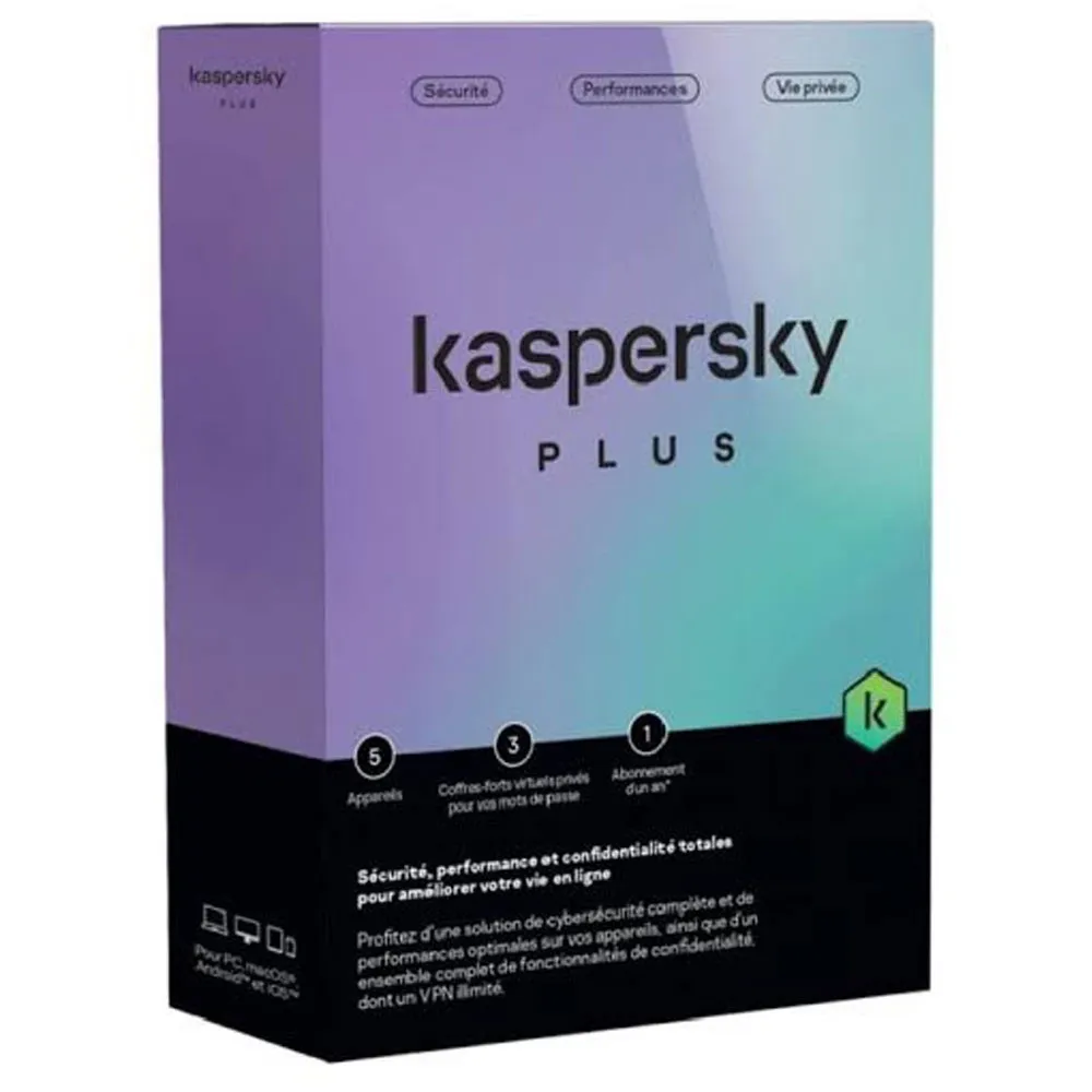 Antivirus KASPERSKY Plus 5 Postes Equivalent Total 1an