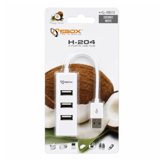 Hub SBOX USB 4 ports Blanc