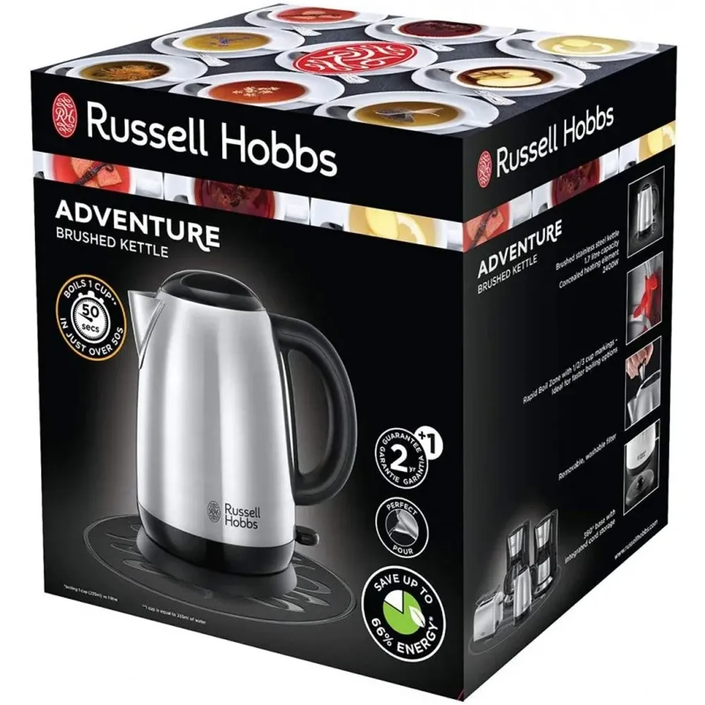 Bouilloire RUSSELL HOBBS Adventure 1,7 Litres 23912-70 2400 watts Acier Brossé