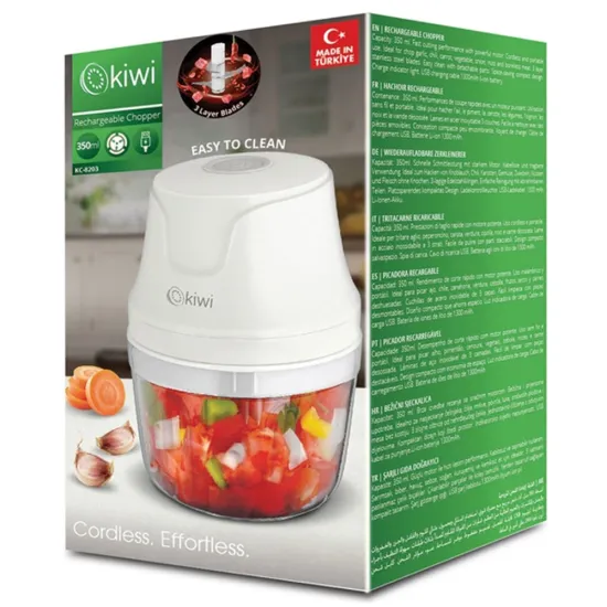 Mini Hachoir KIWI Rechargable KC-8203 1500W Blanc