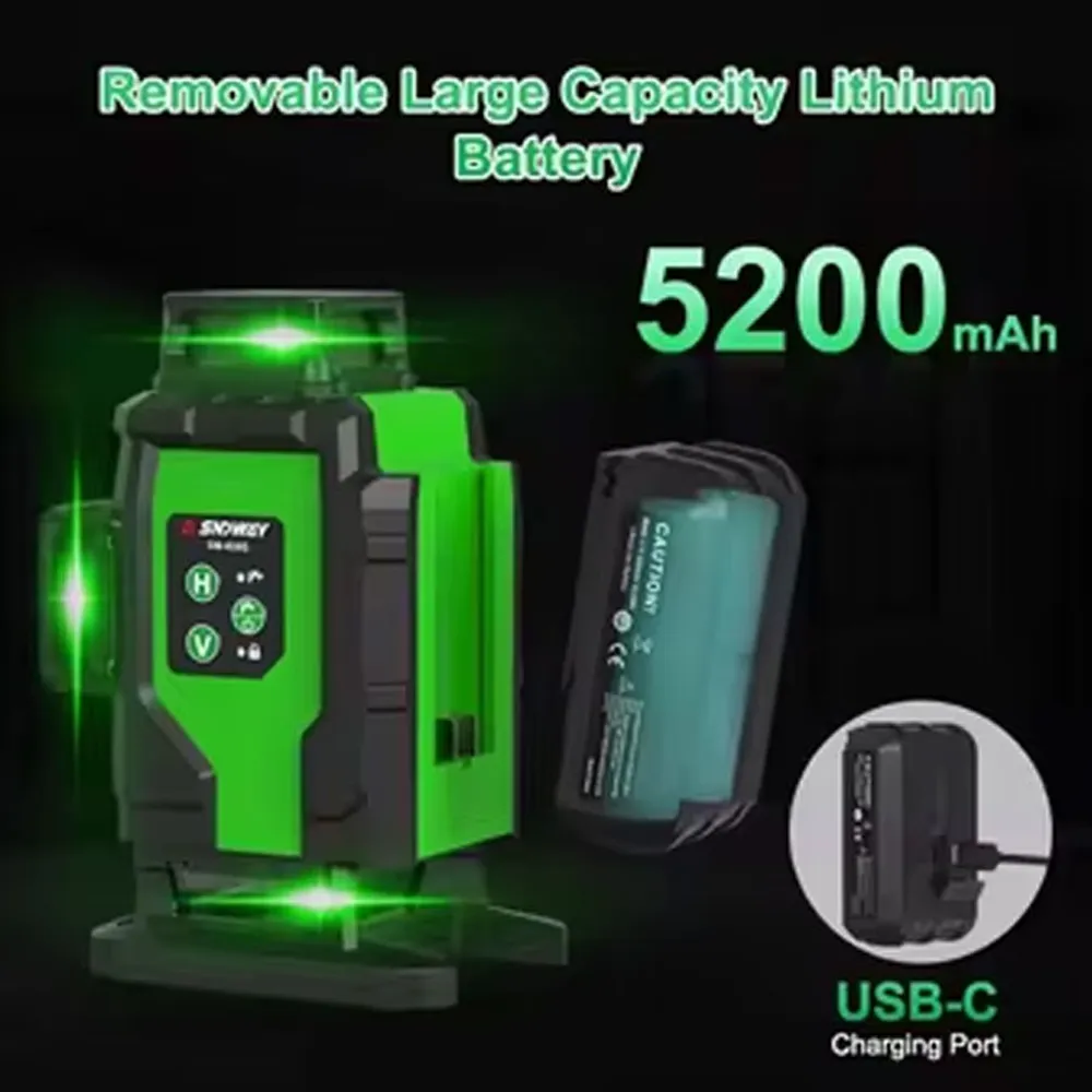 Niveau Laser 4D à 16 lignes SNDWAY SW-416G vert 4 axes