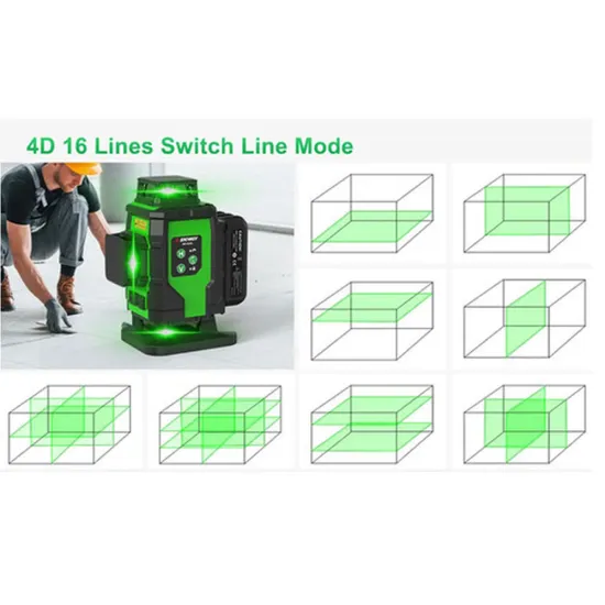 Niveau Laser 4D à 16 lignes SNDWAY SW-416G vert 4 axes
