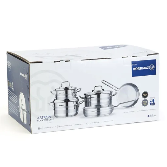 Batterie De Cuisine KORKMAZ 8 Piéce A2055 Inox