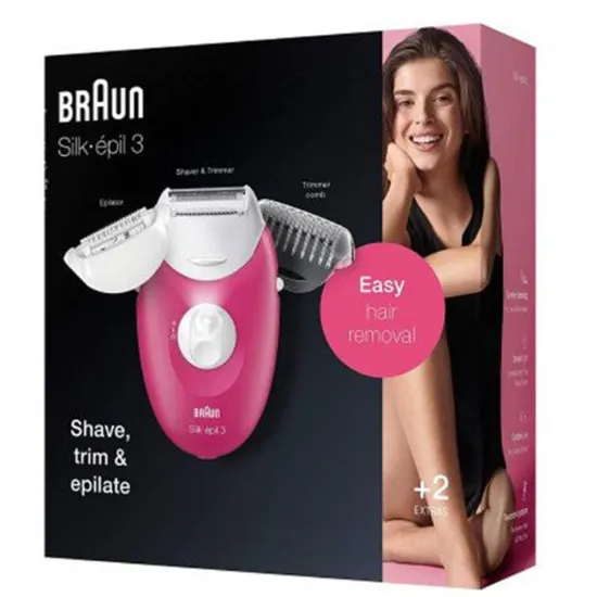 Épilateur BRAUN Silk Epil 3 SE3-410 Blanc-Rose