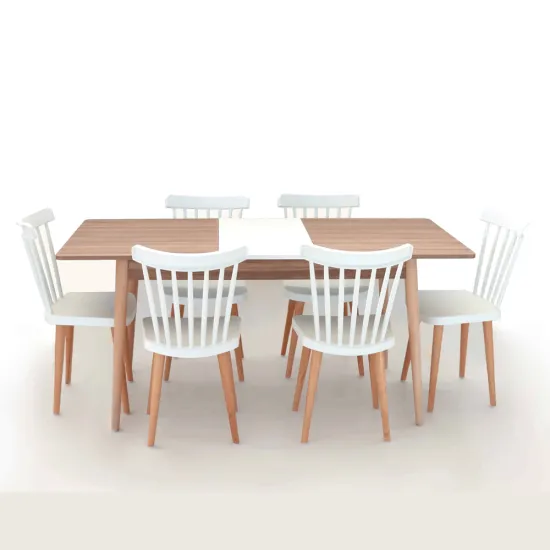 Pack Table Extensible MAJESTY + 6 Chaises HELSINKI Piètement Bois