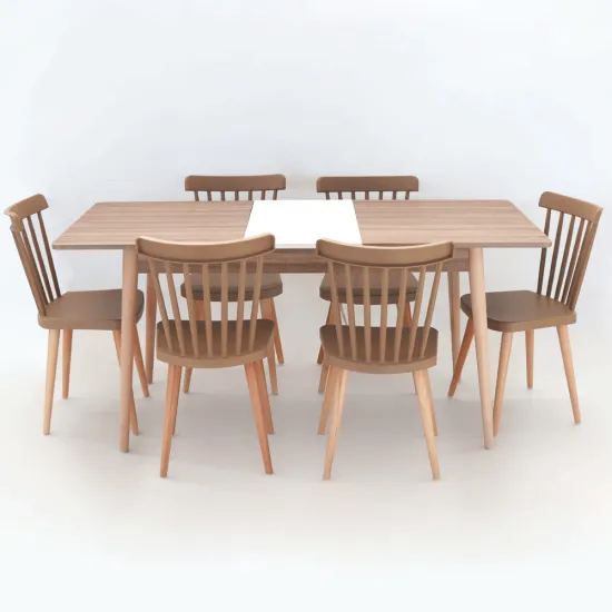 Pack Table Extensible MAJESTY + 6 Chaises HELSINKI Piètement Bois