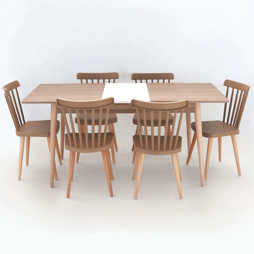 Pack Table Extensible MAJESTY + 6 Chaises HELSINKI Piètement Bois