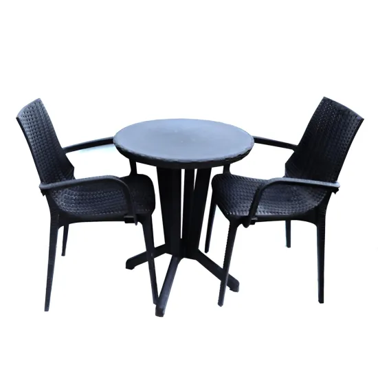Table Rotin Rond Cross