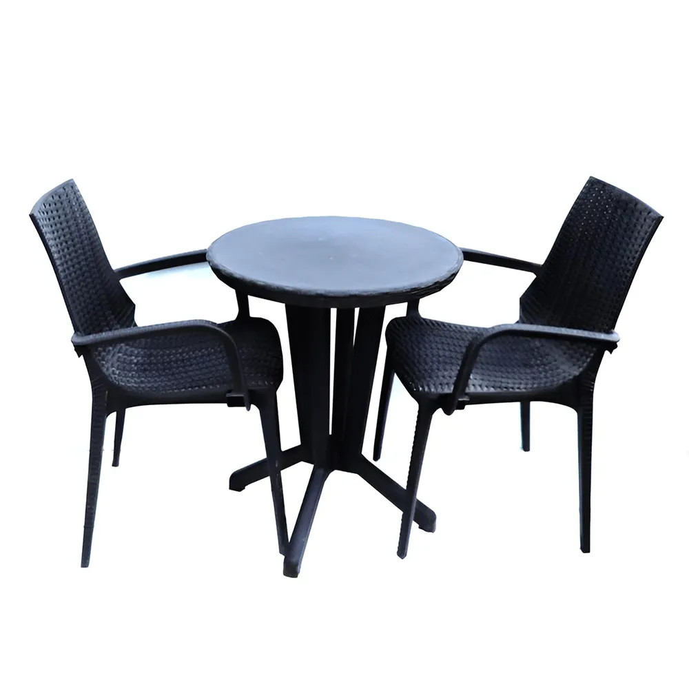 Table Rotin Rond Cross