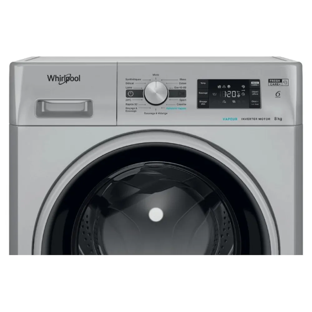 Machine À Laver Automatique WHIRLPOOL 8Kg FFWB8248SBS Silver