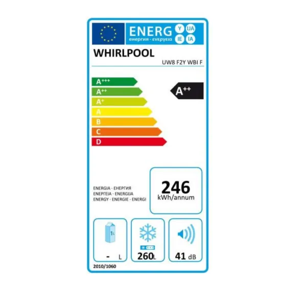Congélateur Vertical WHIRLPOOL 307 Litres UW8F2YWBIF Blanc