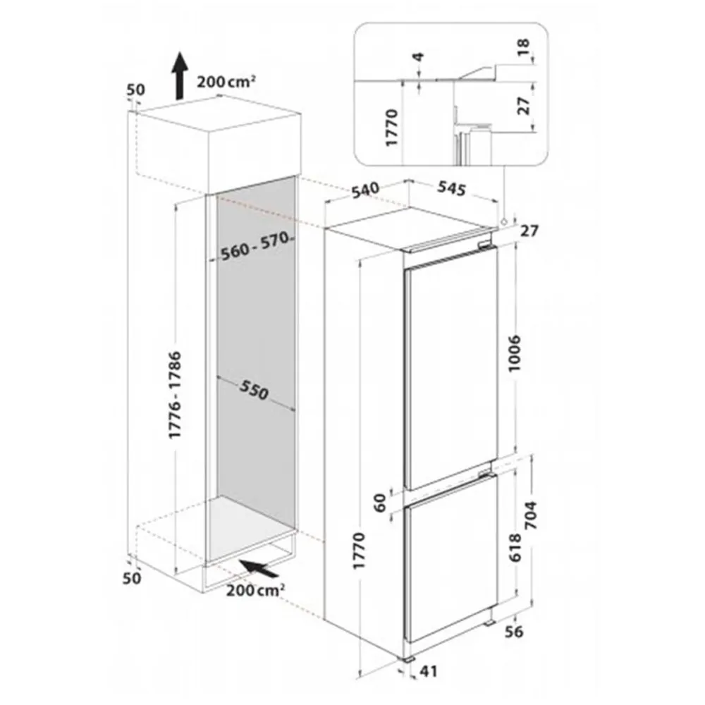 Réfrigérateur Combiné Encastrable WHIRPOOL ART872 264 Litres Blanc