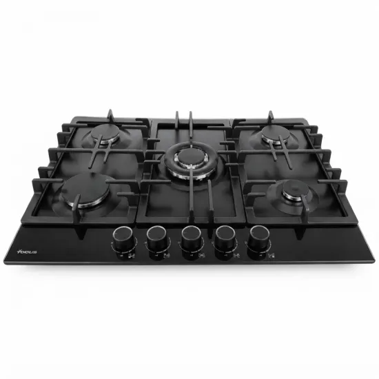 Plaque De Cuisson FOCUS F8011BS 5 Feux 66 cm Noir