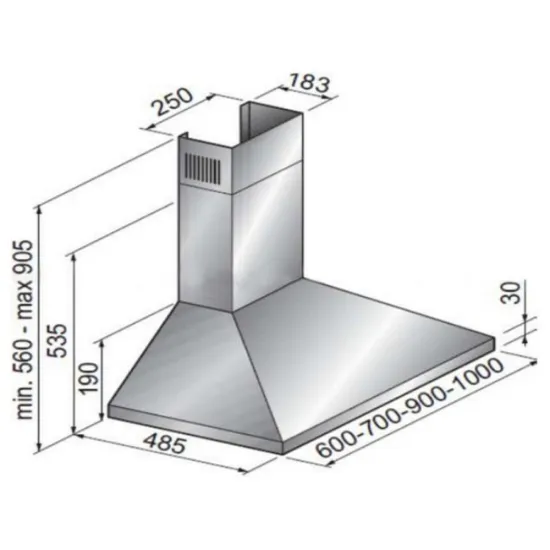 Hotte murale CANDY 90 Cm CCE 119X Inox