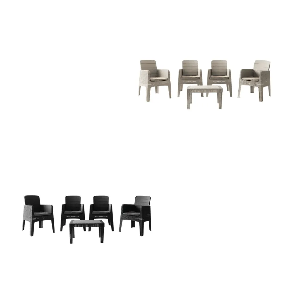 Salon Marechal 4 Fauteuils + 4 Coussins +Table Base