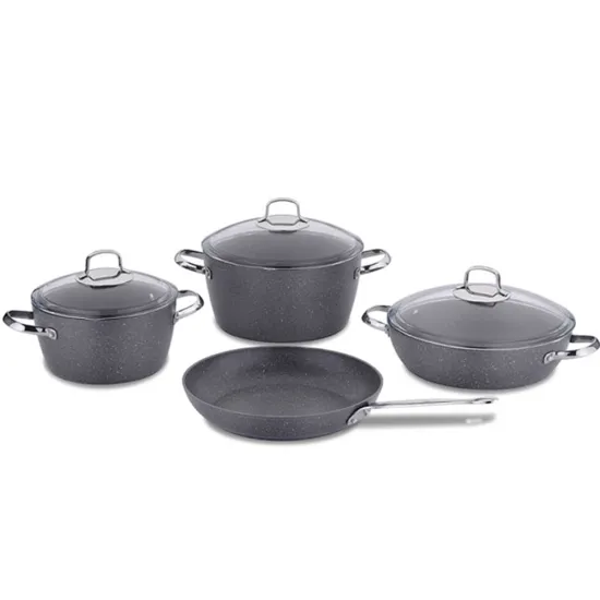 Batterie de Cuisine KORKMAZ 7 Pièces NEA-A2892 Granite Gris