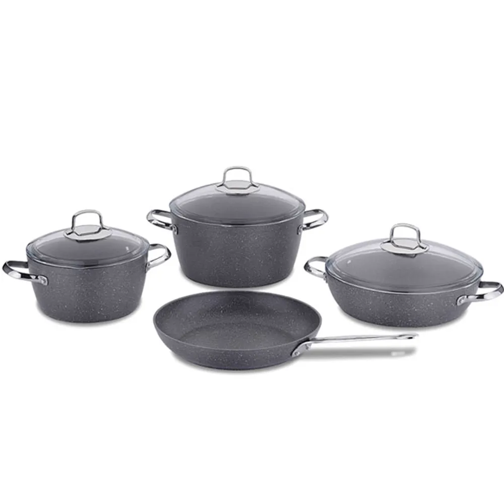 Batterie de Cuisine KORKMAZ 7 Pièces NEA-A2892 Granite Gris