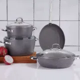 Batterie de Cuisine KORKMAZ 7 Pièces NEA-A2892 Granite Gris