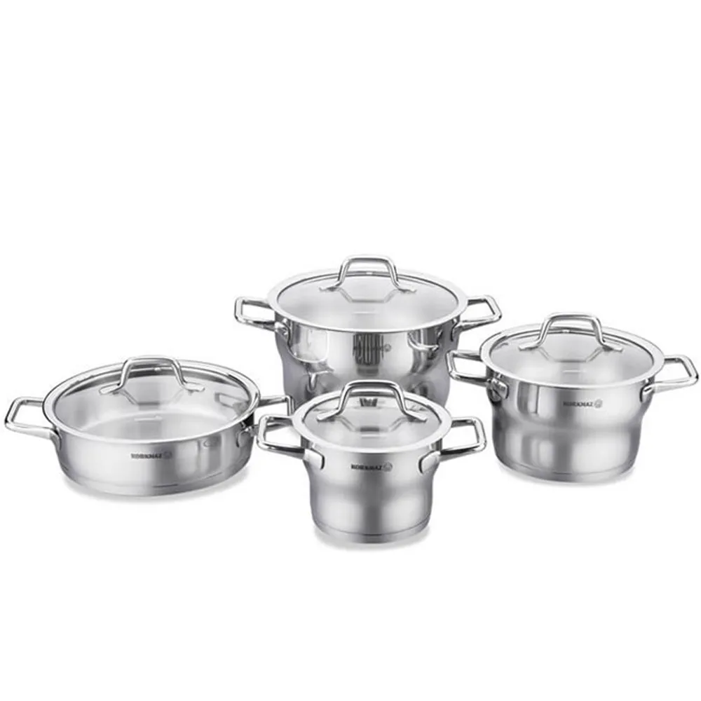 Batterie de Cuisine KORKMAZ Estima A1957 8 Pièces Inox