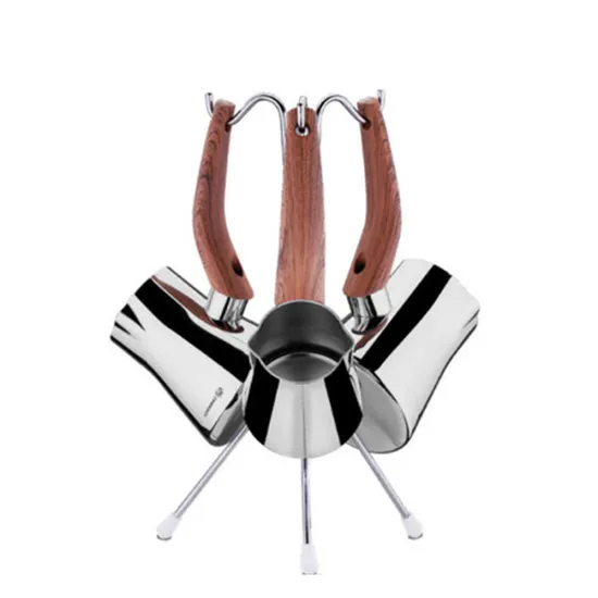 Lot De 3 Pots KORKMAZ A1238 Inox-Bois