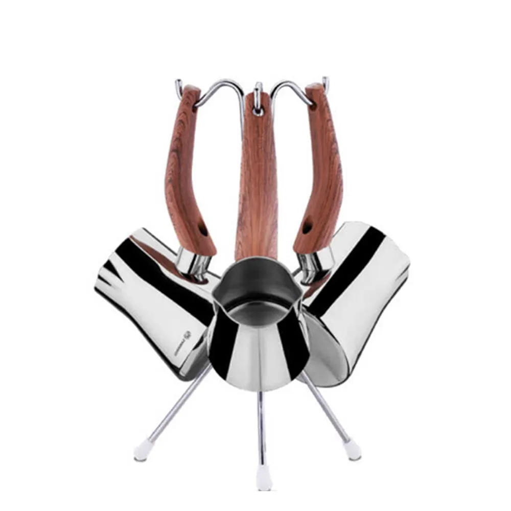 Lot De 3 Pots KORKMAZ A1238 Inox-Bois