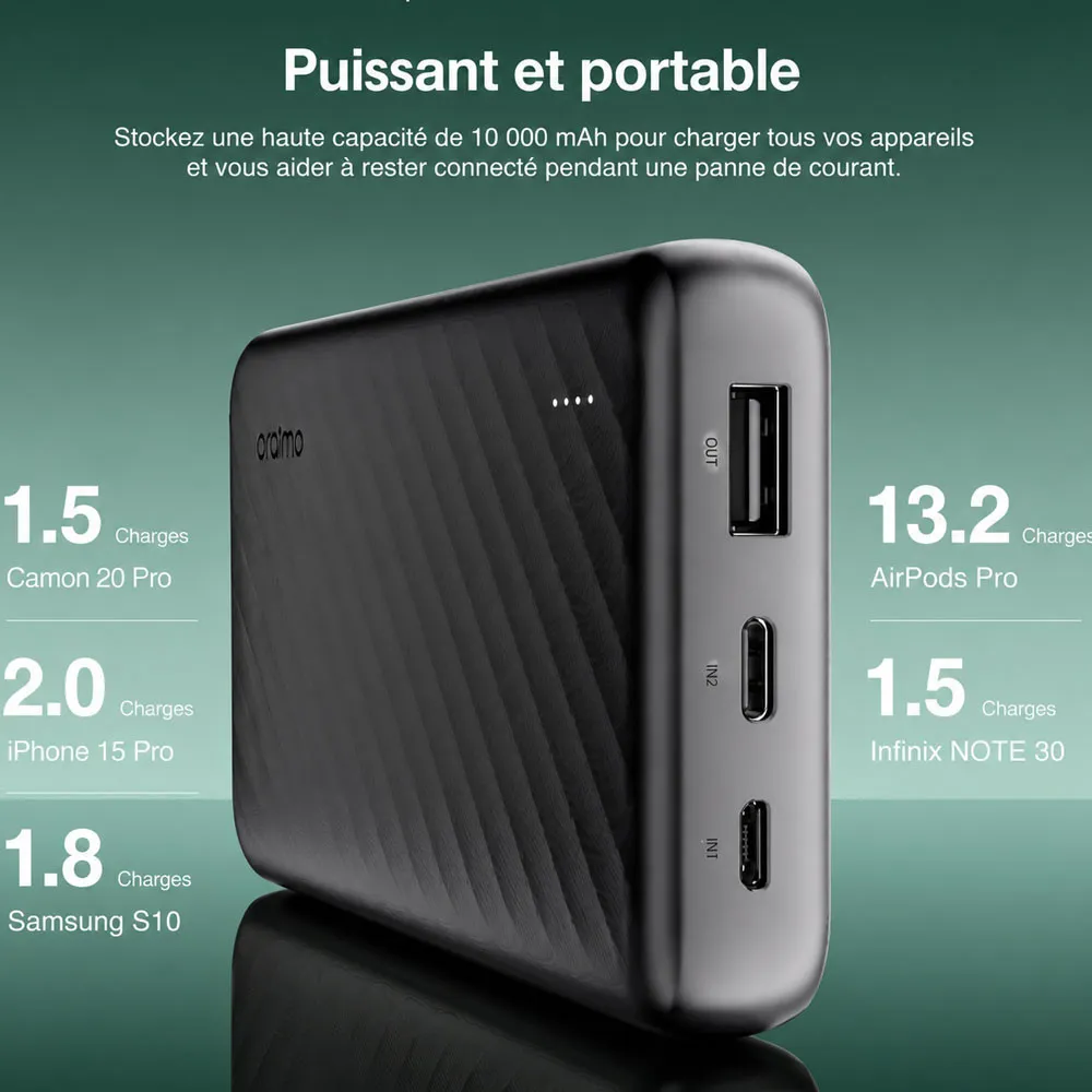 Power Bank ORAIMO 10000 MAh Noir