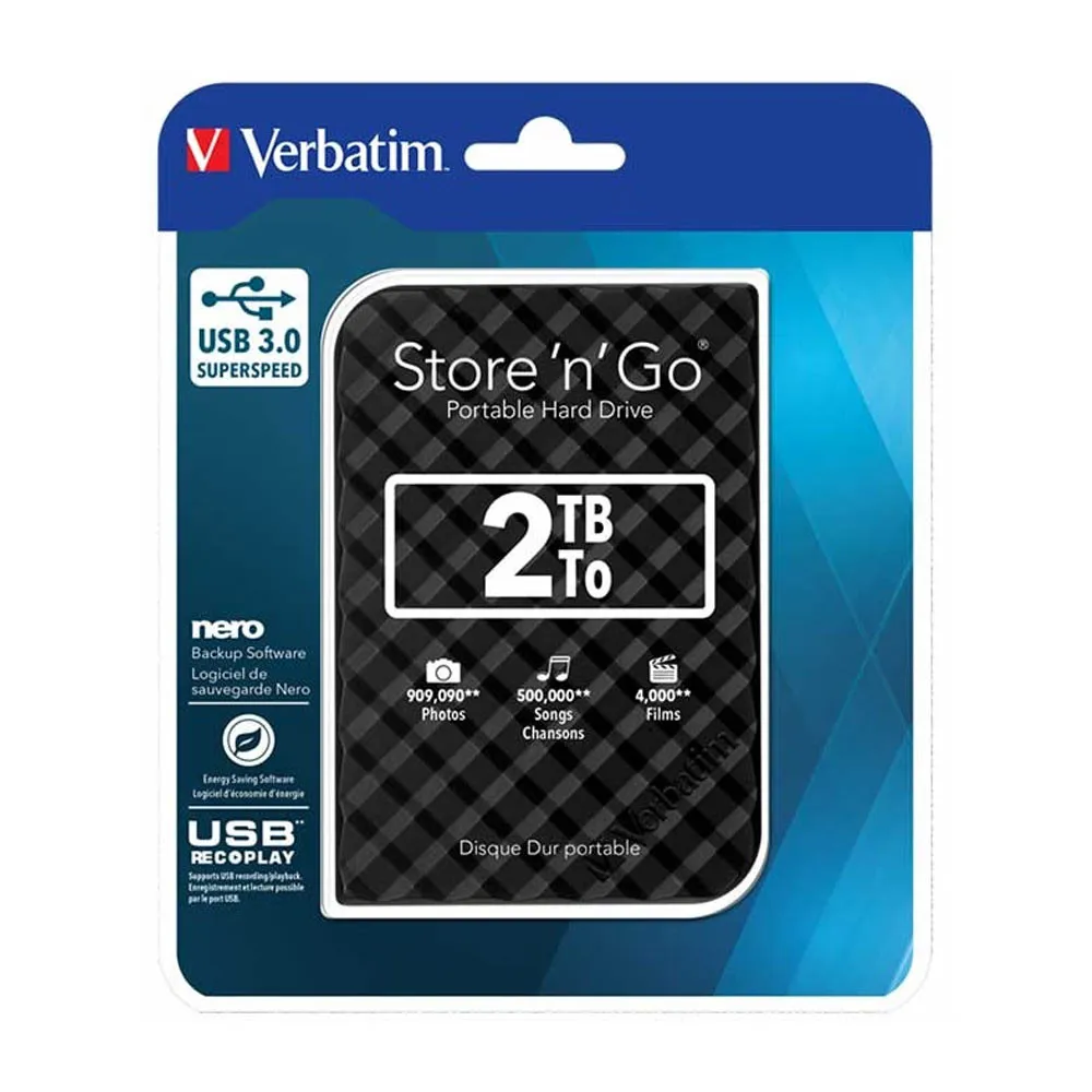 Disque dur externe Verbatim 2To Store 'n' Go 3.0 Noir