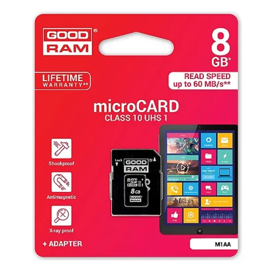 Carte mémoire GOODRAM micro SD +adaptateur 8Go