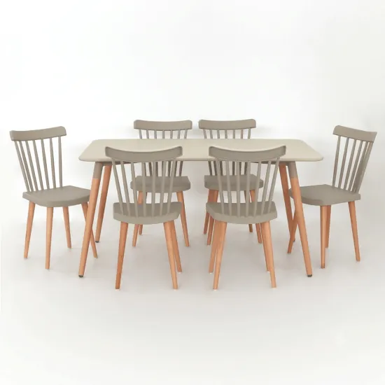 TABLE STOCKHOLM 120*80 + 6 CHAISES SOCLE BOIS