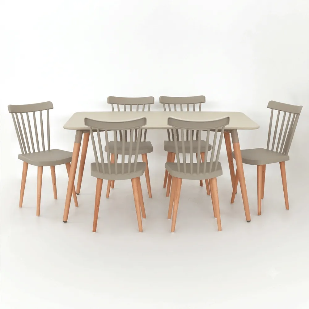 TABLE STOCKHOLM 120*80 + 6 CHAISES SOCLE BOIS