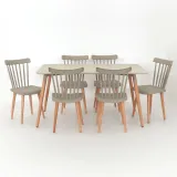 TABLE STOCKHOLM 120*80 + 6 CHAISES SOCLE BOIS
