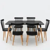 TABLE STOCKHOLM 120*80 + 6 CHAISES SOCLE BOIS